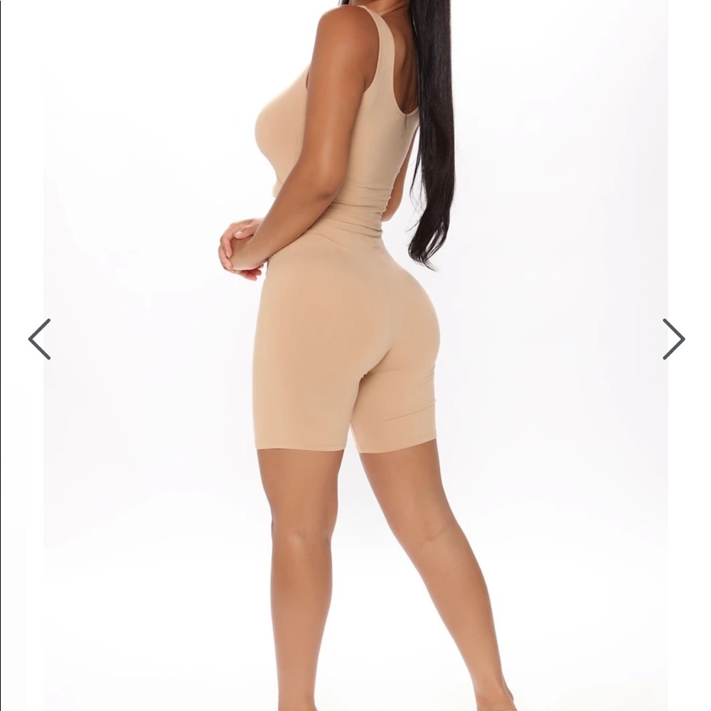 Fashion Nova Nude/Cream Biker Set